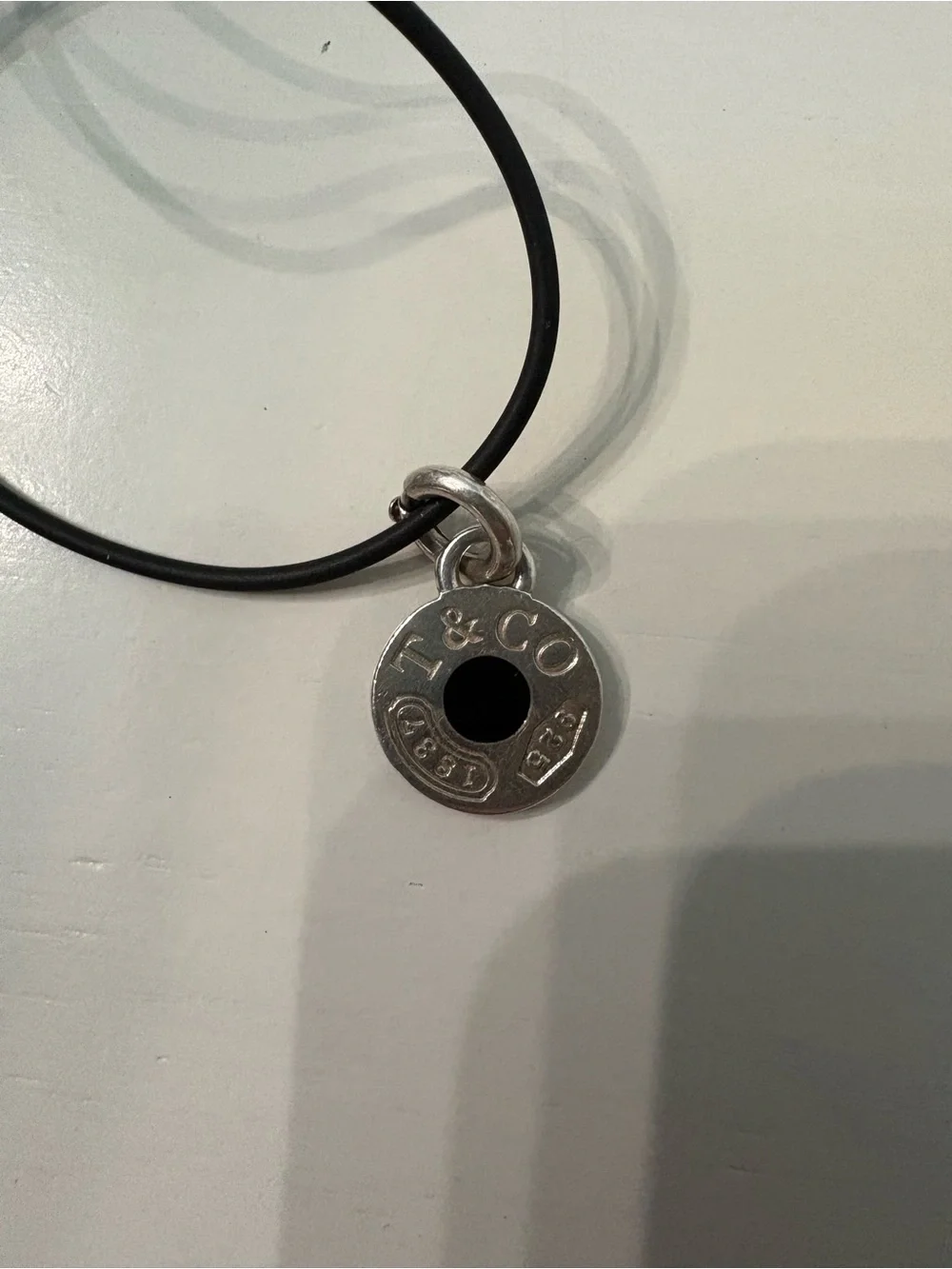 Tiffany and Co Black Cord Pendant Necklace